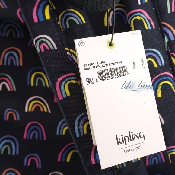 NWT Kipling BP4391 Ezra Travel Bag Backpack Polyester Navy Rainbow Scatter Multi main image 10